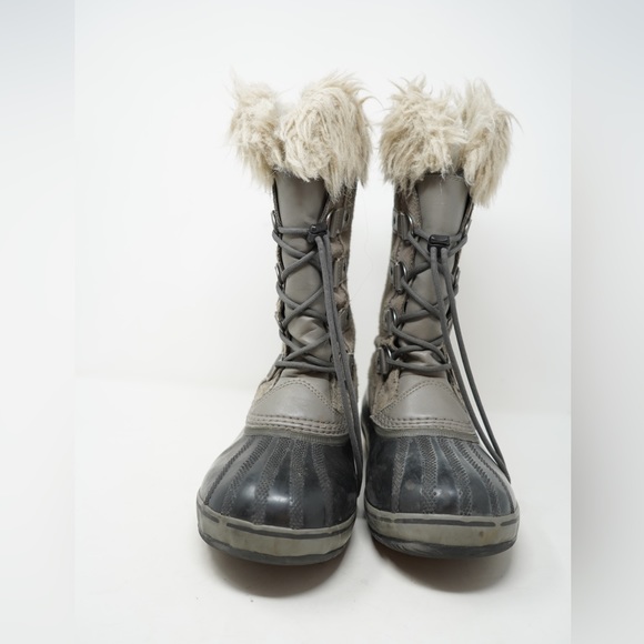 Sorel Girls Joan Of Artic Snow Boots Gray Color Block Waterproof Faux Fur 5 - Picture 4 of 10